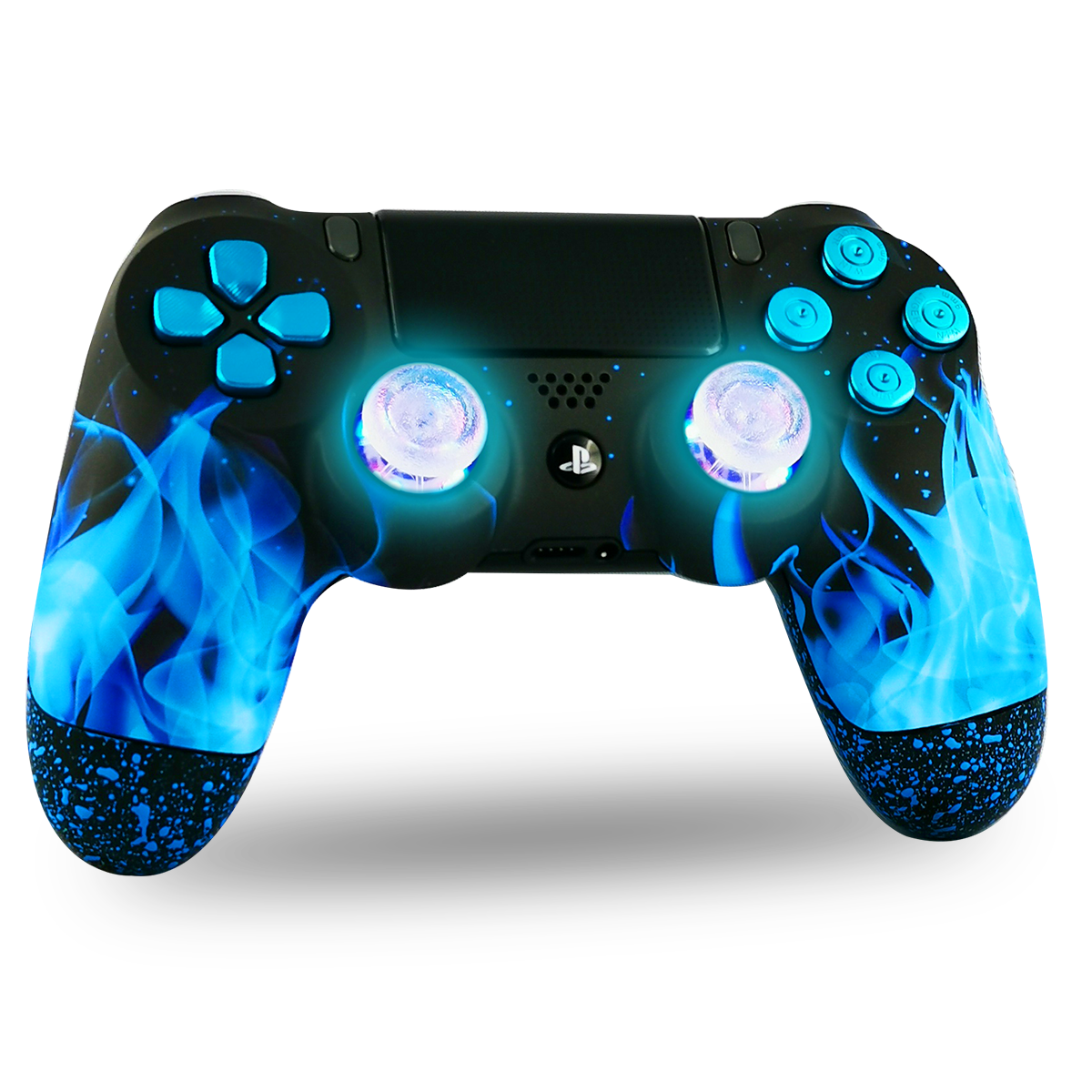  Manette  PS4 custom Blue Fire Joysticks Leds Draw my Pad